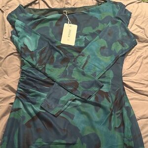 Blue and Green Women's Maxi Dress